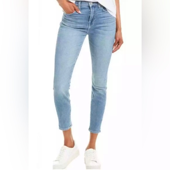 7 For All Mankind Gwenevere Skinny Jeans Size 27 X 27 Denim Stretch Distressed - Picture 1 of 9